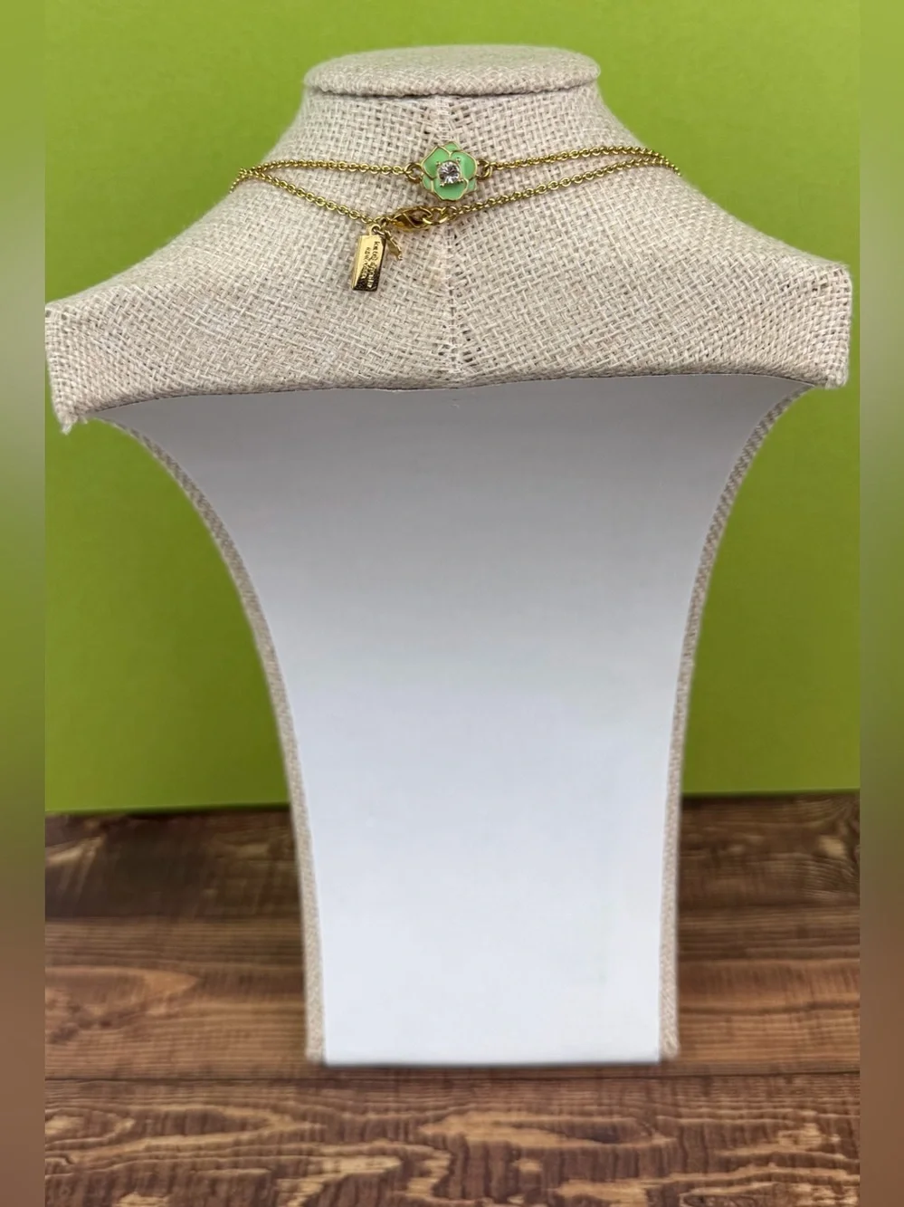 Kate Spade Crystal Rose Garden Long Scatter Necklace | Mint Green Enamel & Gold